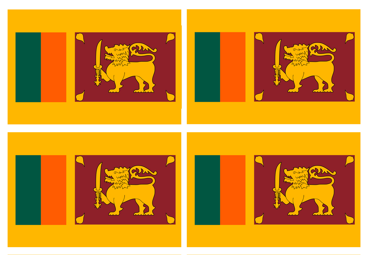 Drapeau Sri Lanka (4 stickers - 9.5 x 6.3 cm) - Sticker/autocollant