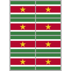 Drapeau Suriname (8 stickers - 9.5 x 6.3 cm) - Sticker/autocollant