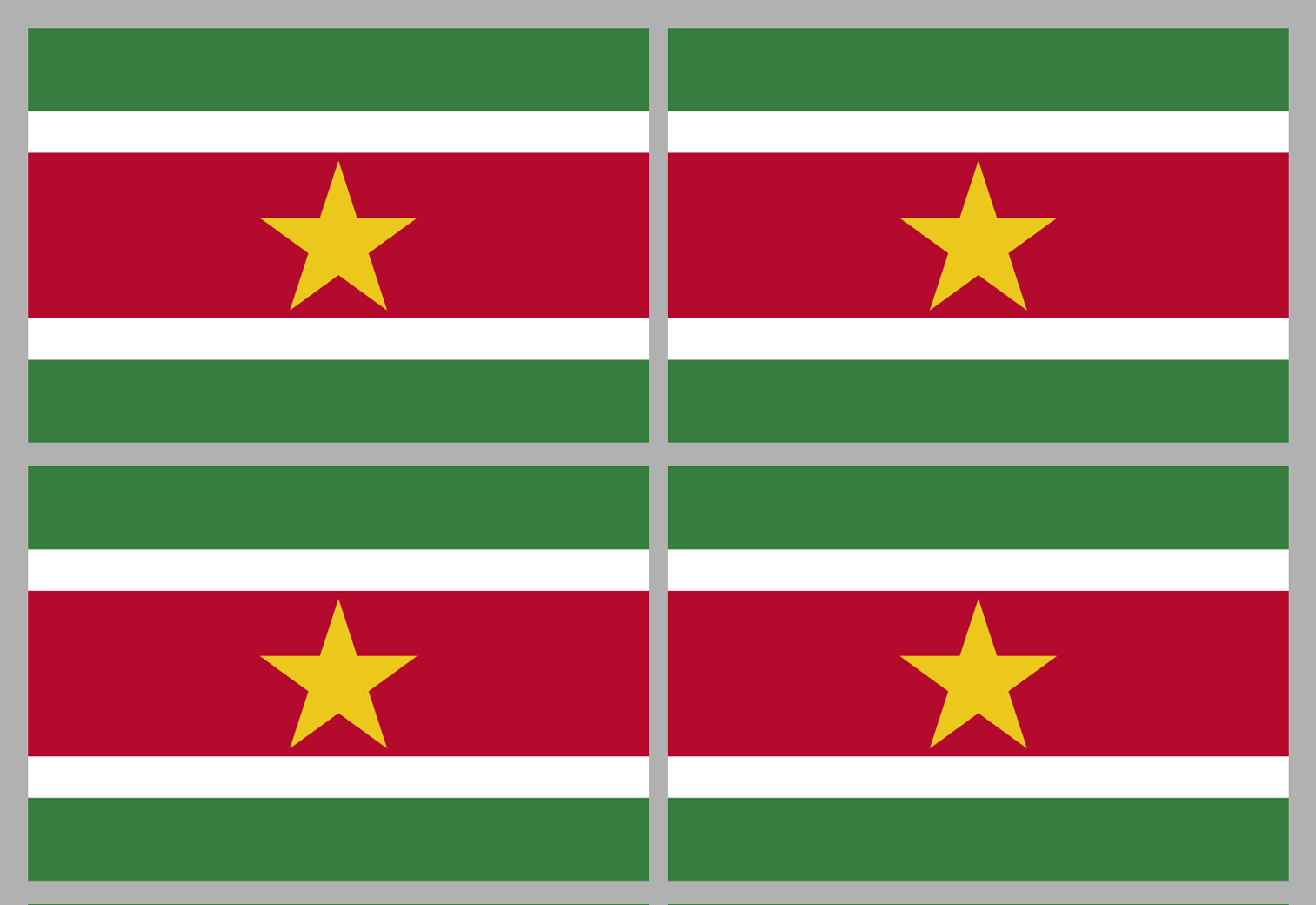 Drapeau Suriname (4 stickers - 9.5 x 6.3 cm) - Sticker/autocollant