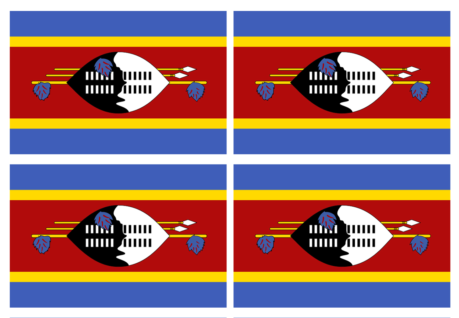 Drapeau Swaziland (4 stickers - 9.5 x 6.3 cm) - Sticker/autocollant