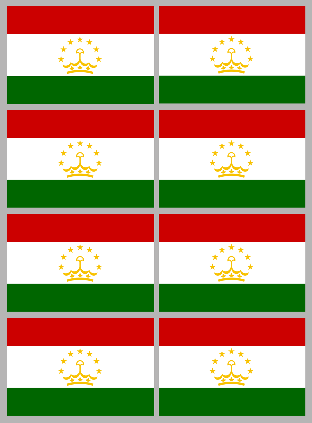 Drapeau Tadjikistan (8 stickers - 9.5 x 6.3 cm) - Sticker/autocollant