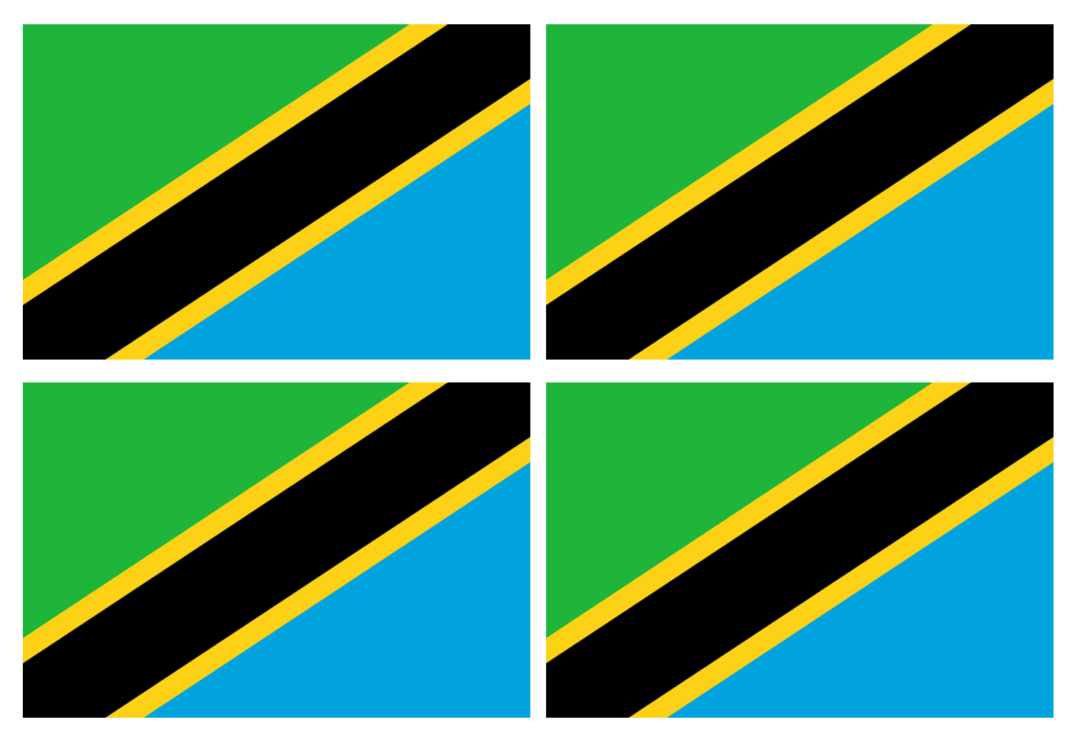 Drapeau Tanzanie (4 stickers - 9.5 x 6.3 cm) - Sticker/autocollant