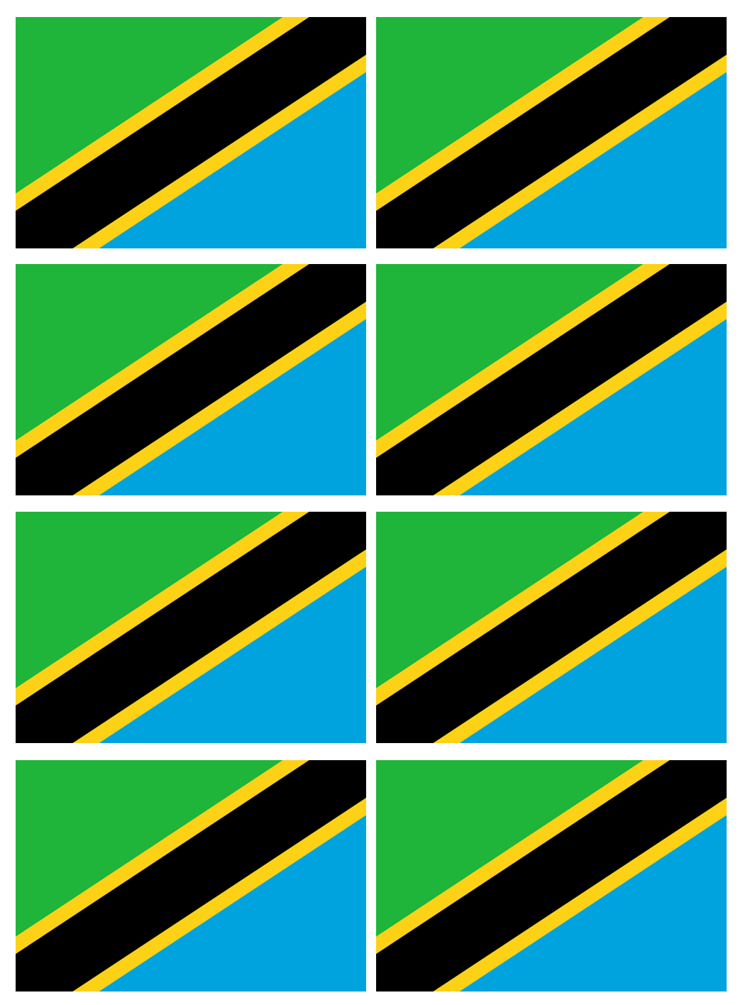 Drapeau Tanzanie (8 stickers - 9.5 x 6.3 cm) - Sticker/autocollant