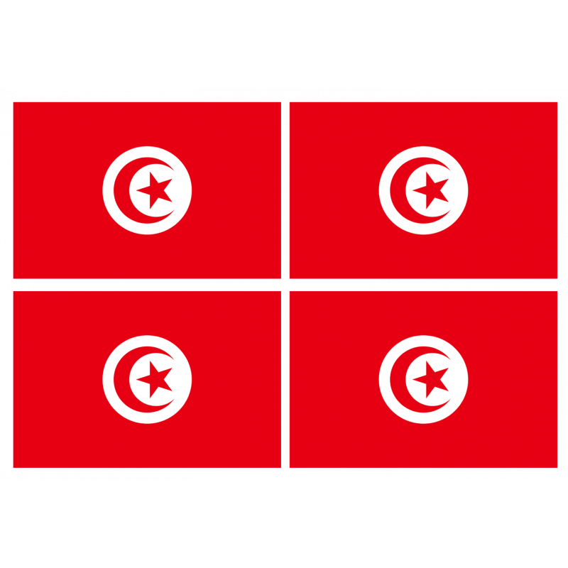 Drapeau Tunisie (4 stickers - 9.5 x 6.3 cm) - Sticker/autocollant