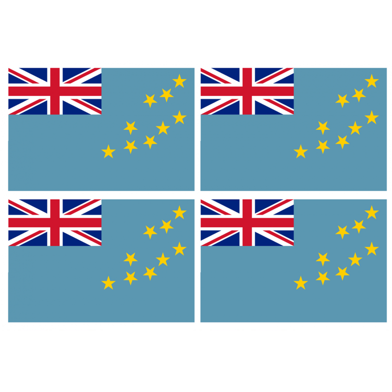 Drapeau Tuvalu (4 stickers - 9.5 x 6.3 cm) - Sticker/autocollant