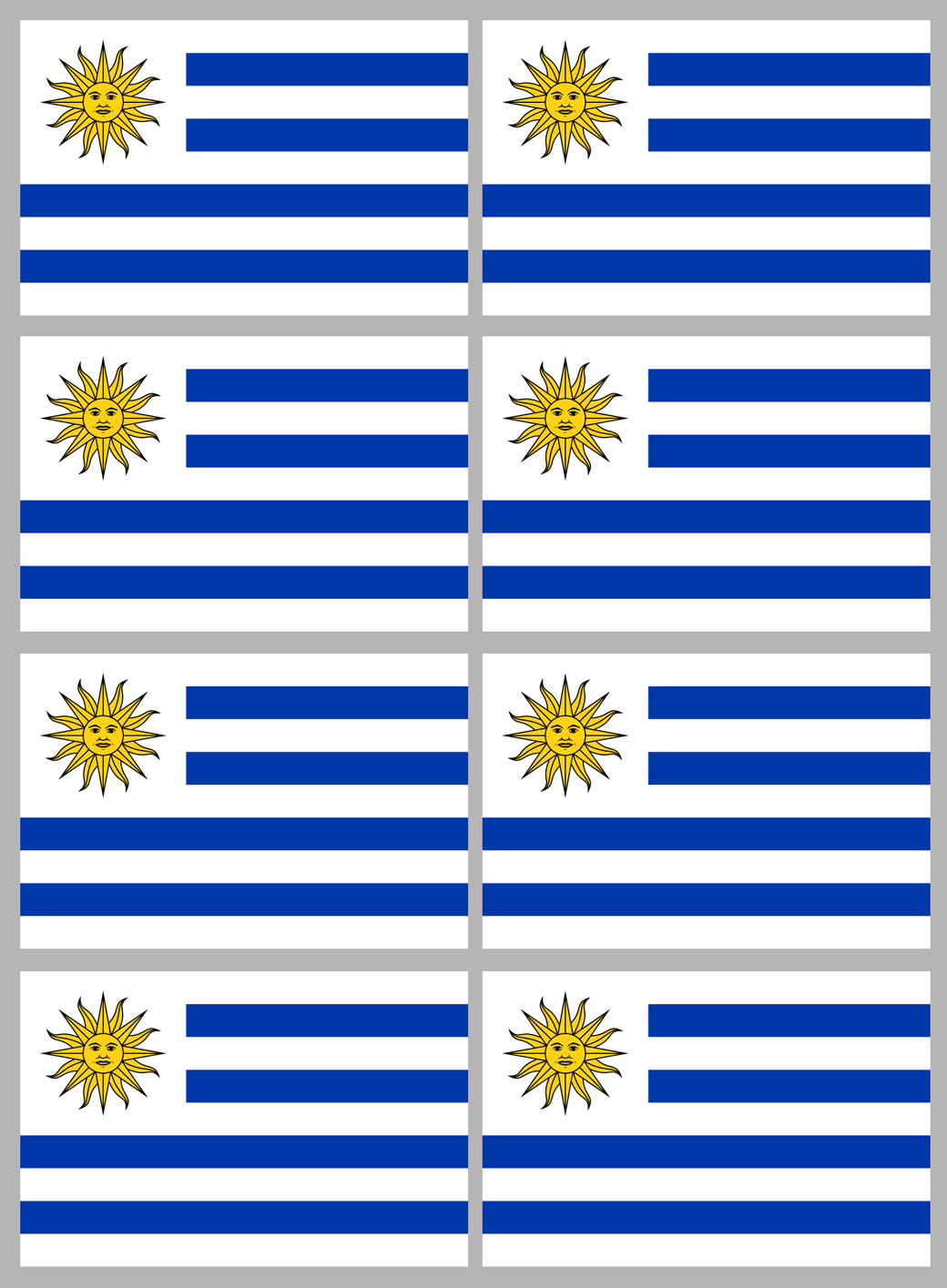 Drapeau Uruguay (8 stickers - 9.5 x 6.3 cm) - Sticker/autocollant