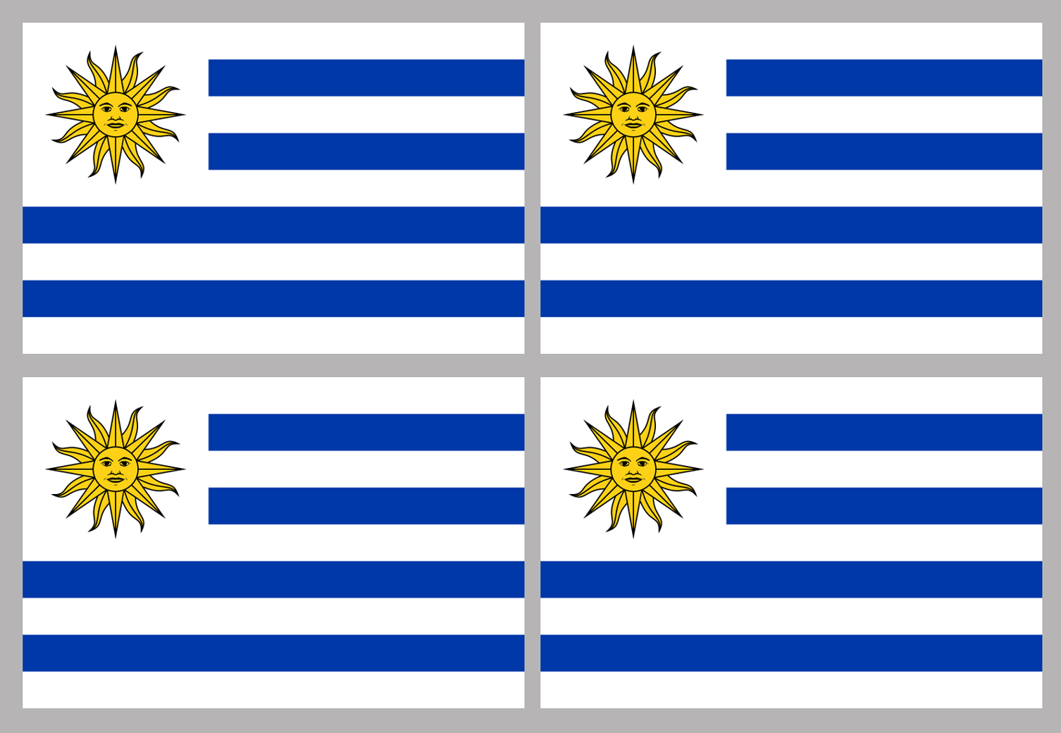 Drapeau Uruguay (4 stickers - 9.5 x 6.3 cm) - Sticker/autocollant