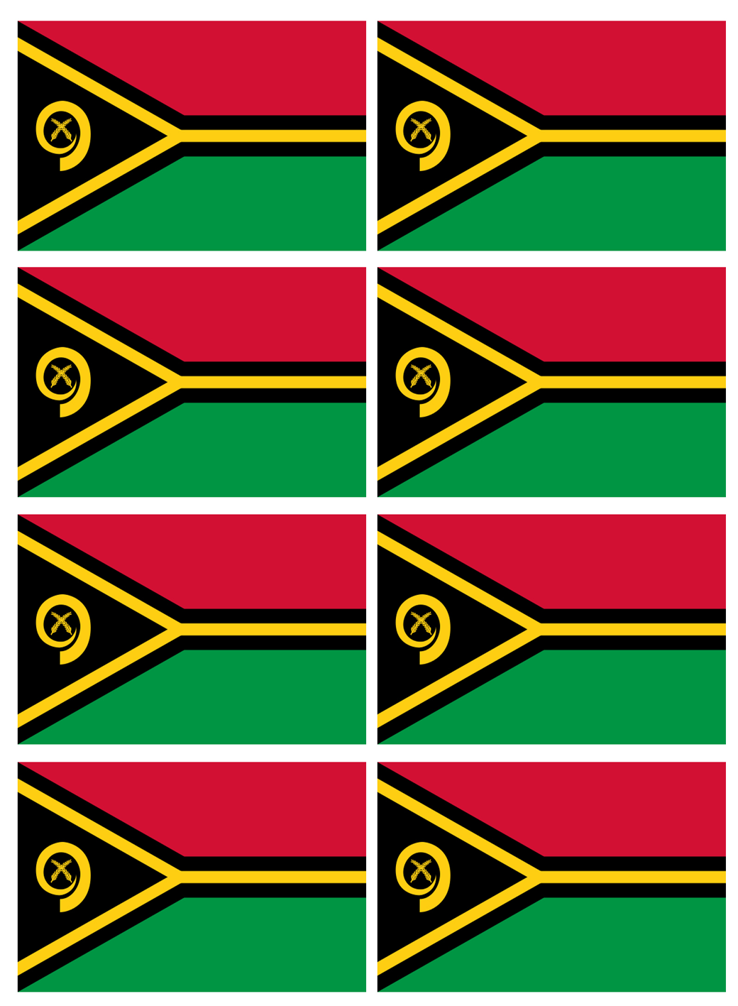 Drapeau Vanuatu (8 stickers - 9.5 x 6.3 cm) - Sticker/autocollant