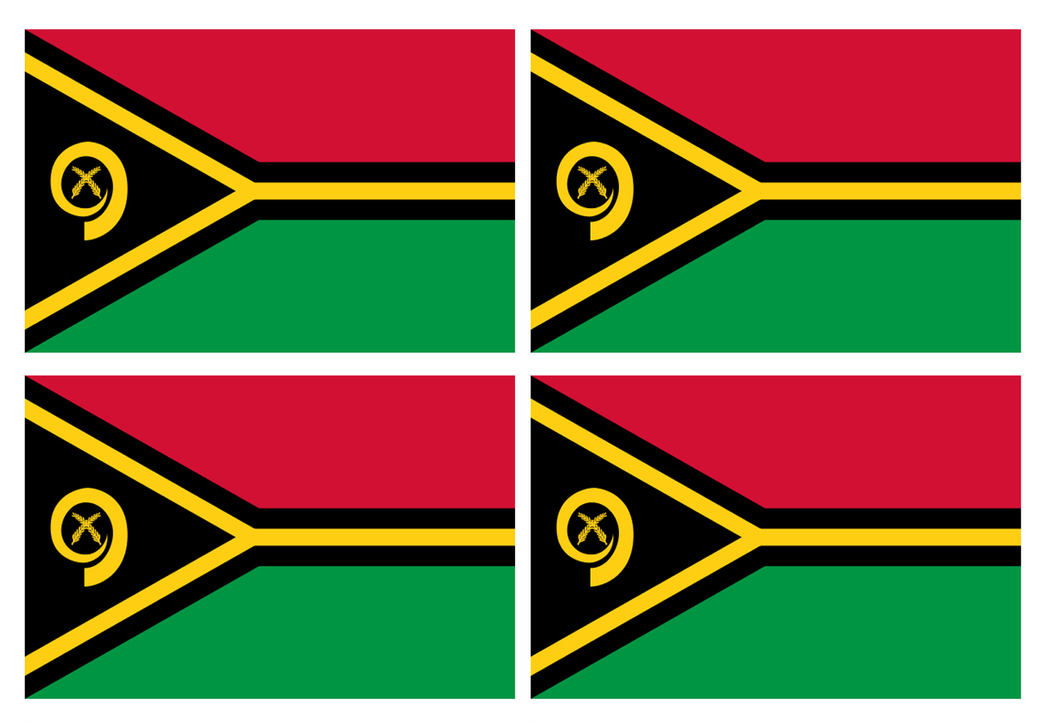 Drapeau Vanuatu (4 stickers - 9.5 x 6.3 cm) - Sticker/autocollant