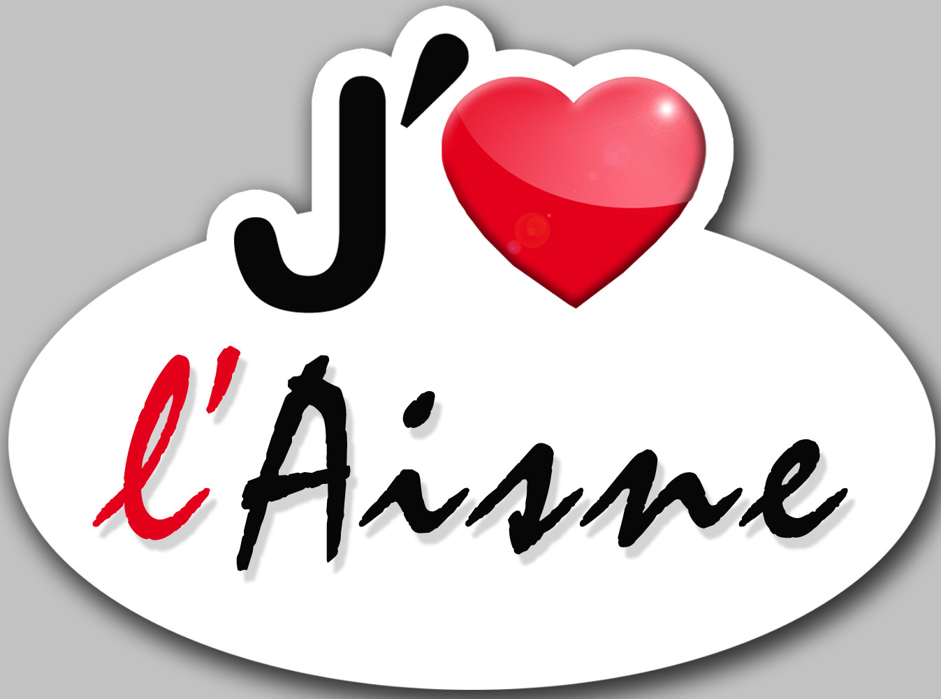 j'aime l'Aisne (5x3.7cm) - Sticker/autocollant