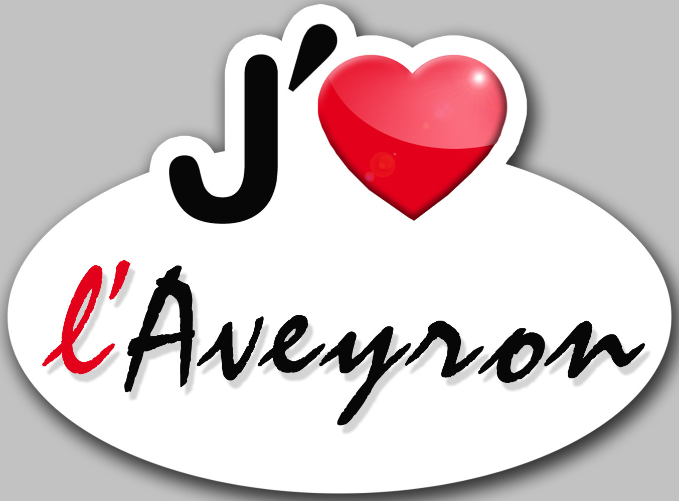 j'aime l'Aveyron (5x3.7cm) - Sticker/autocollant