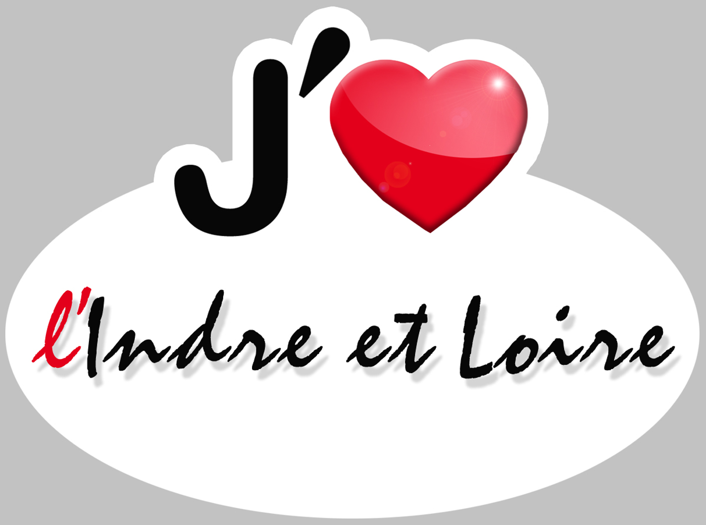 j'aime l'Indre-et-Loire (5x3.7cm) - Sticker/autocollant