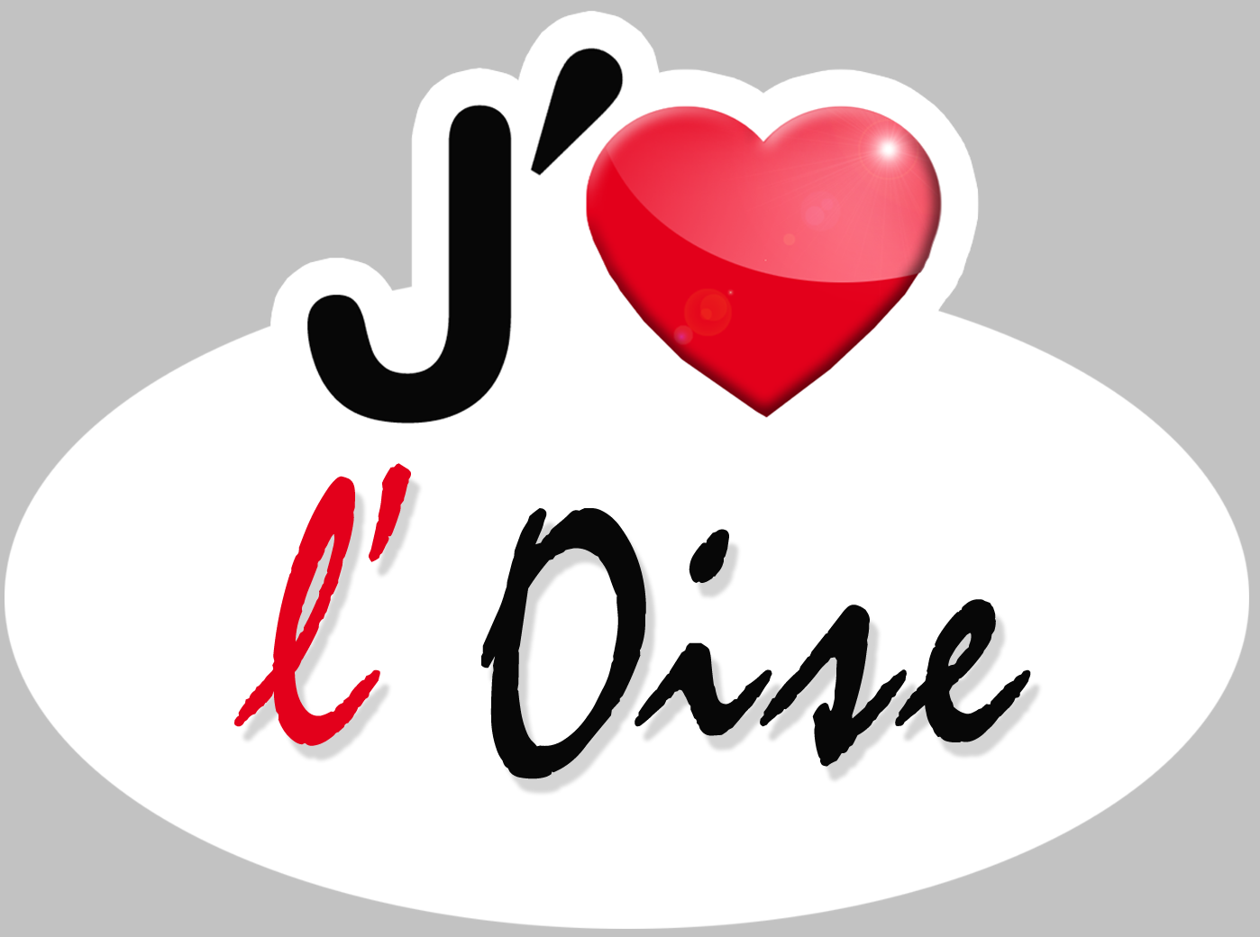 j'aime l'Oise (5x3.7cm) - Sticker/autocollant