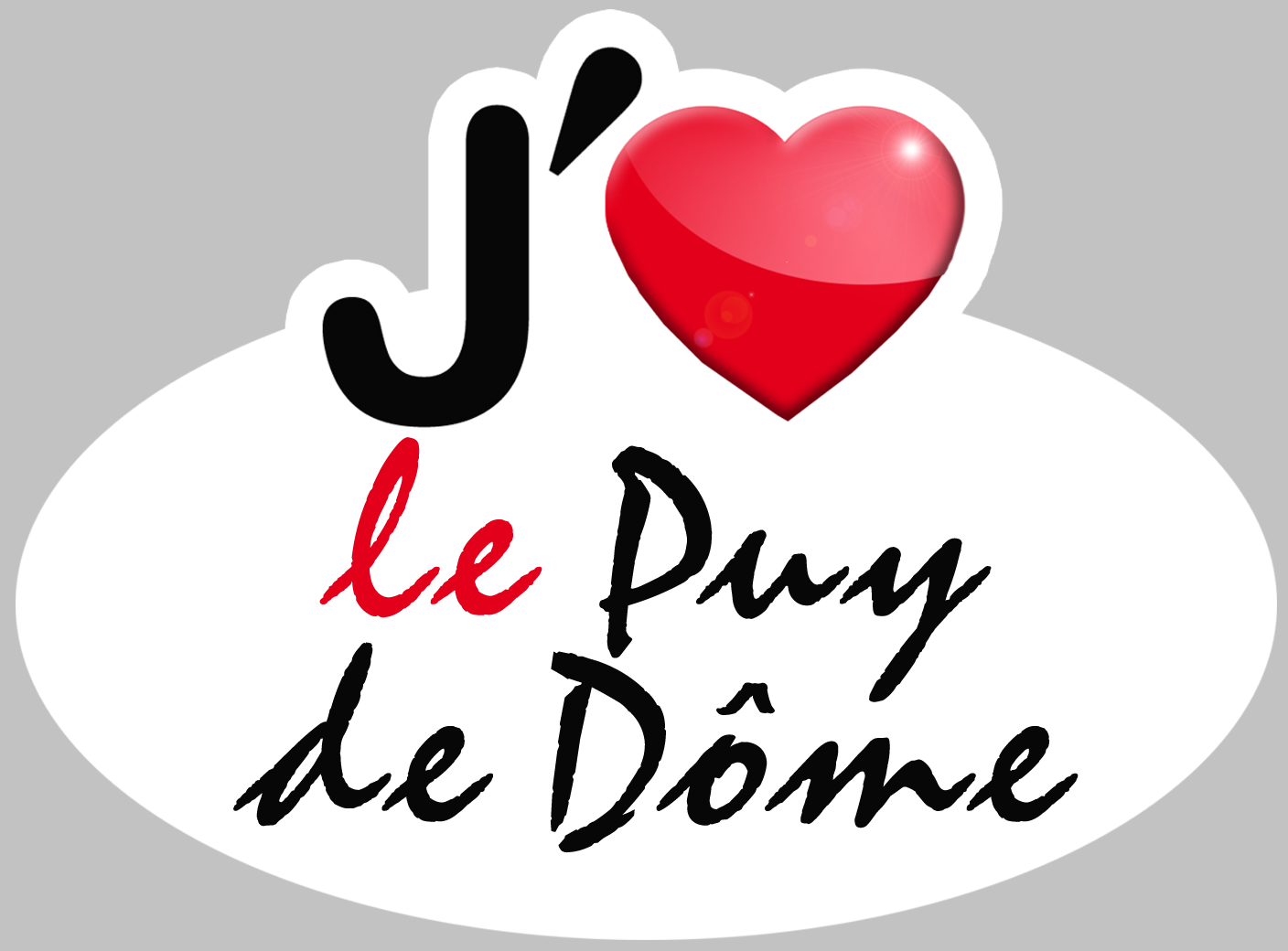 j'aime le Puy-de-Dôme (5x3.7cm) - Sticker/autocollant