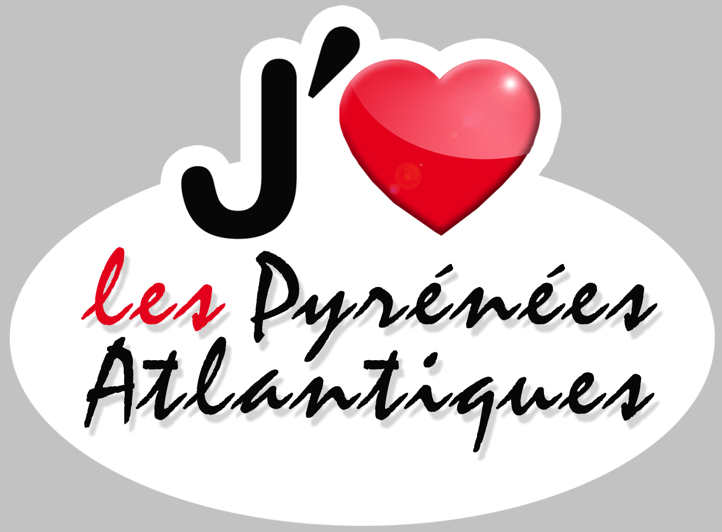 j'aime les Pyrénées-Atlantiques (5x3.7cm) - Sticker/autocollant