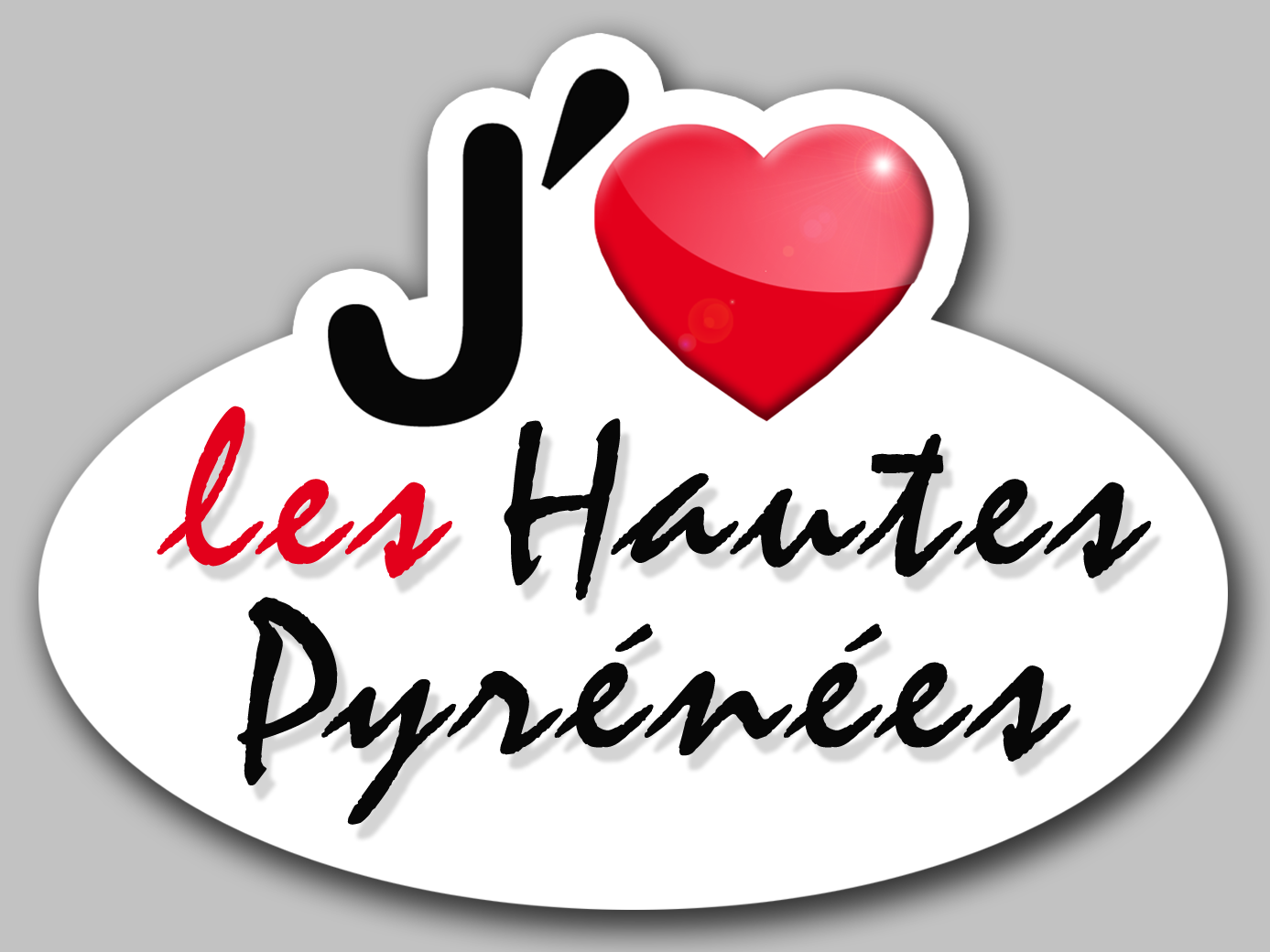 j'aime les Hautes-Pyrénées (5x3.7cm) - Sticker/autocollant