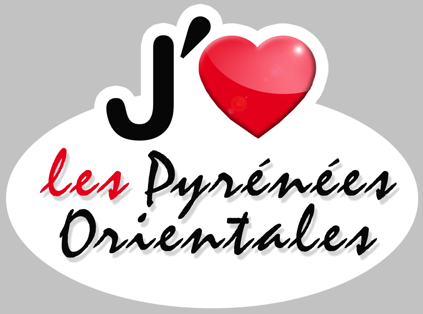 j'aime les Pyrénées-Orientales (5x3.7cm) - Sticker/autocollant