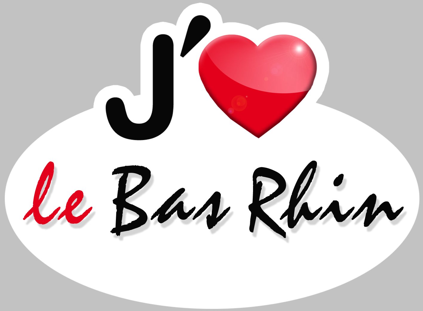 j'aime le Bas-Rhin (5x3.7cm) - Sticker/autocollant