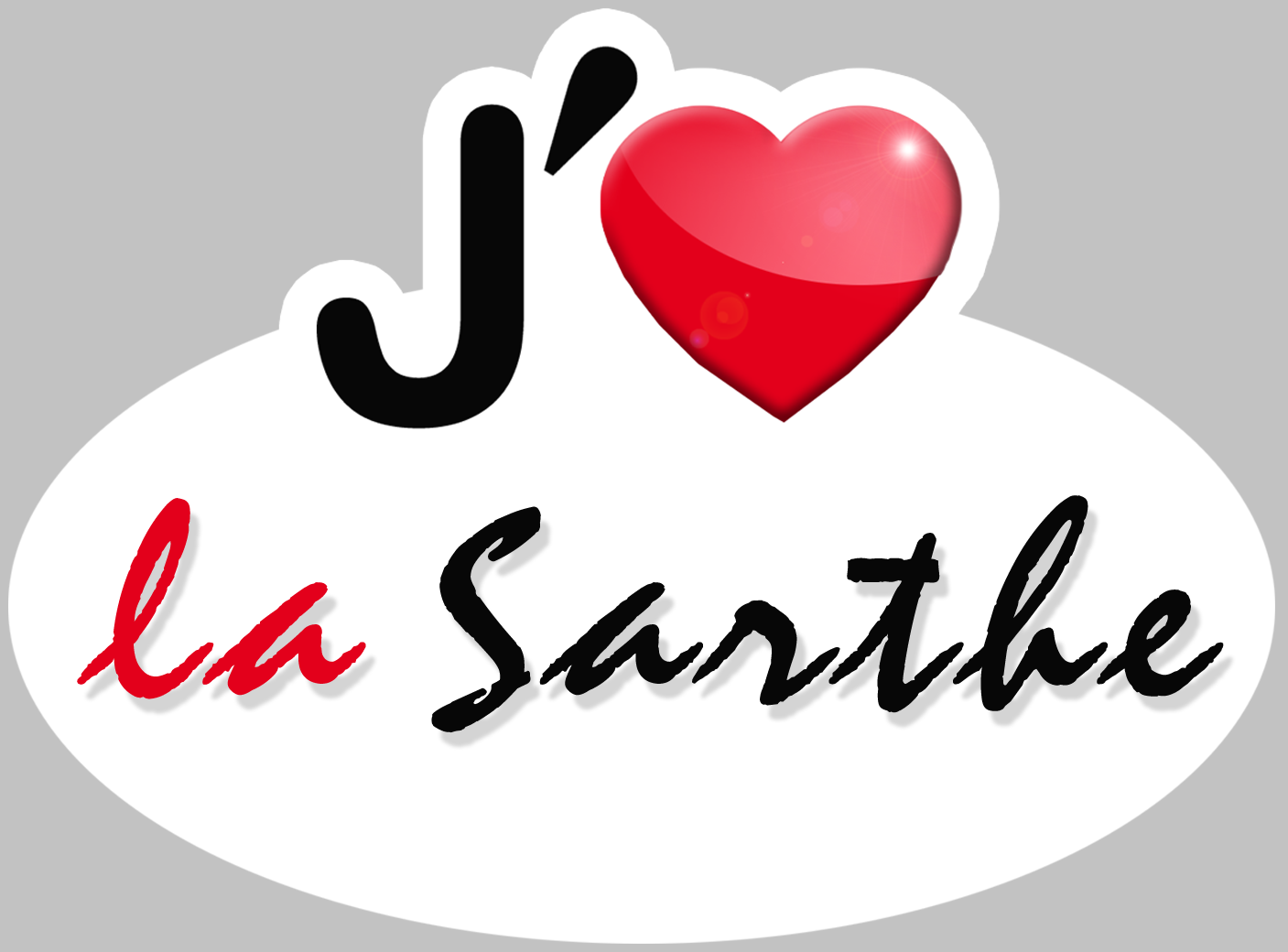 j'aime la Sarthe (5x3.7cm) - Sticker/autocollant