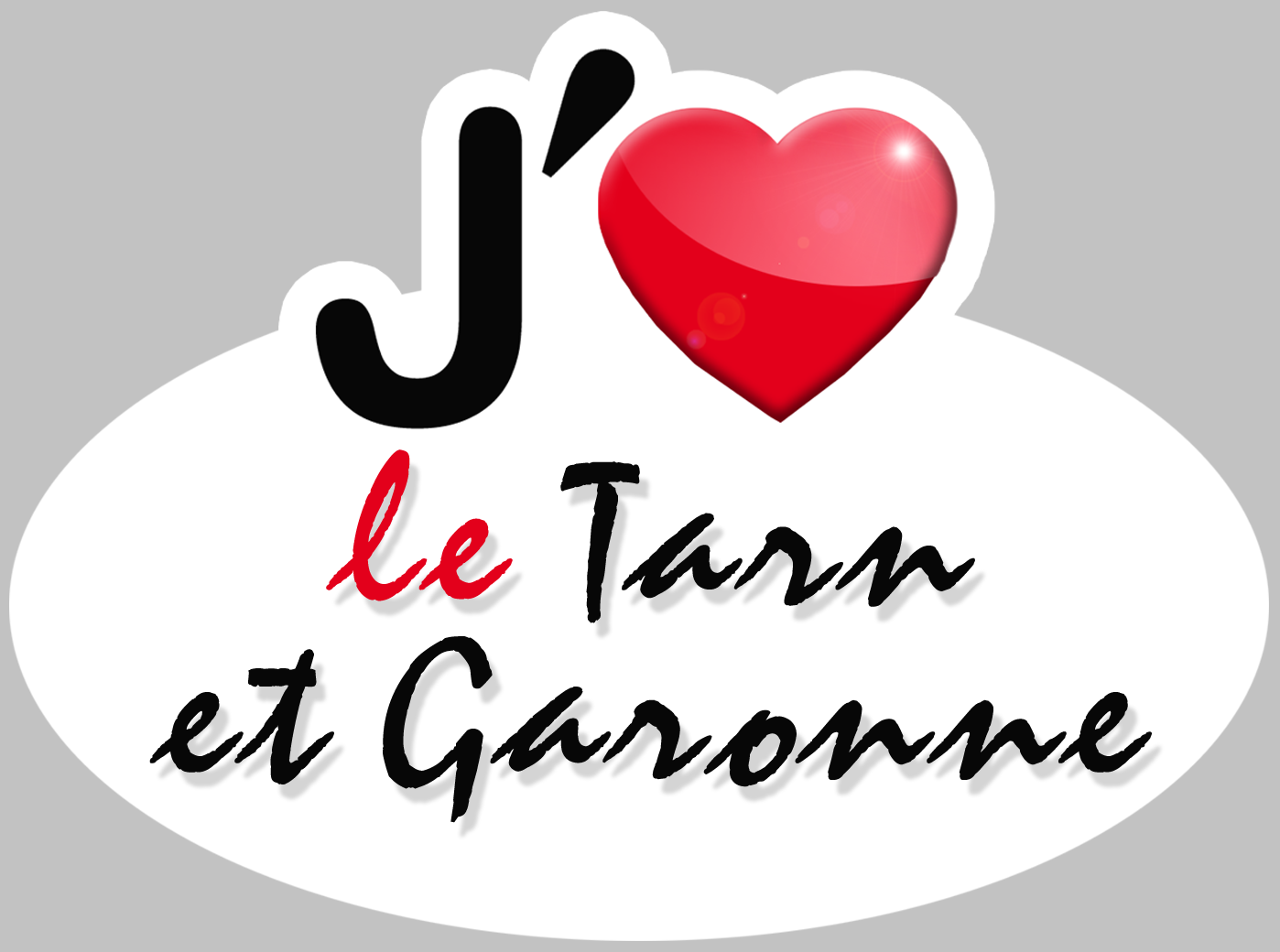 j'aime le Tarn-et-Garonne (5x3.7cm) - Sticker/autocollant