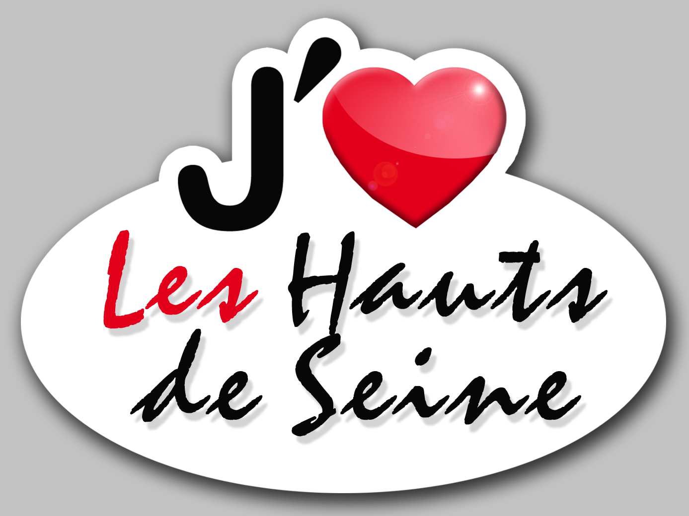 j'aime Les Hauts de Seine (5x3.7cm) - Sticker/autocollant