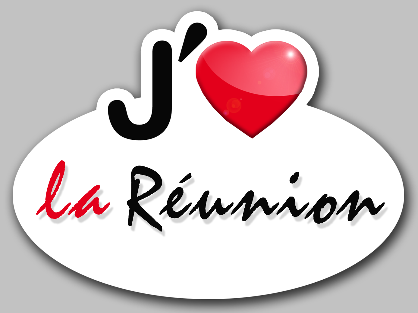 j'aime la Réunion (5x3.7cm) - Sticker/autocollant