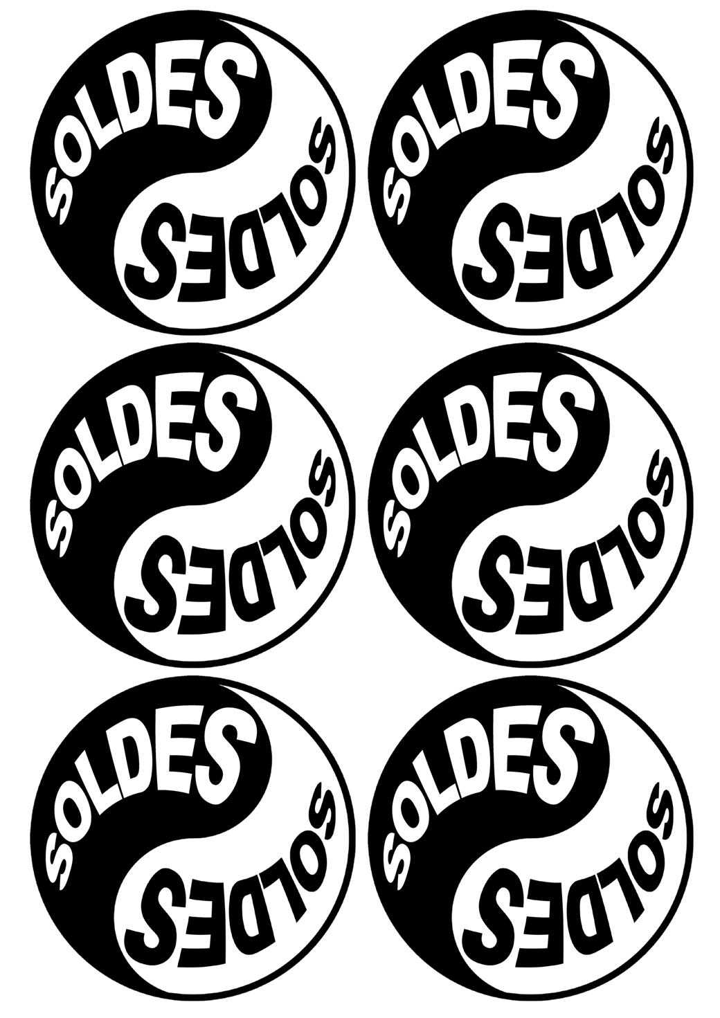 Série YIN YANG SOLDES (6 stickers 9.5x9.5cm) - Sticker/autocollant