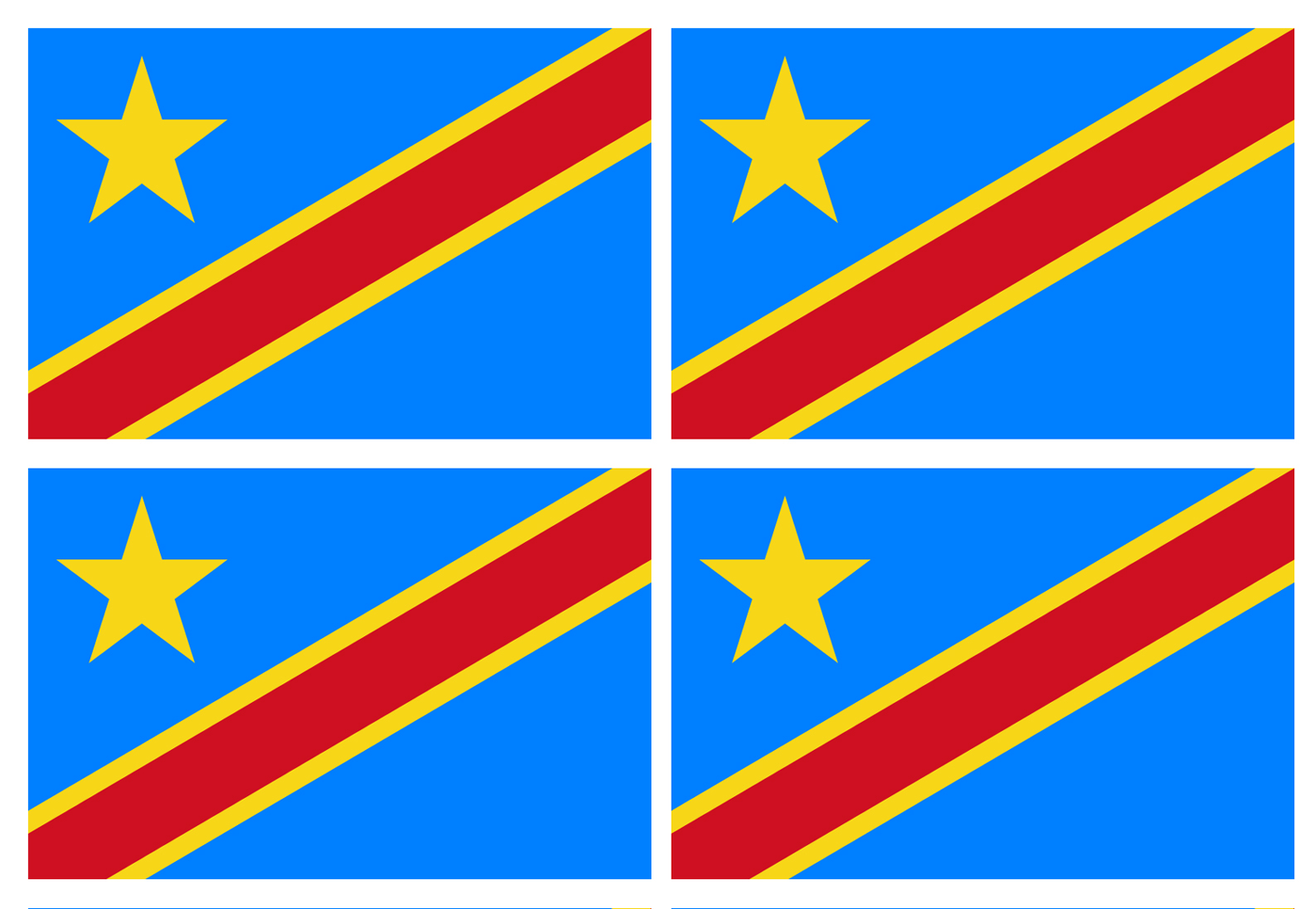 Drapeau République démocratique du Congo (4 stickers de 9.5x6.3cm) - Sticker/autocollant