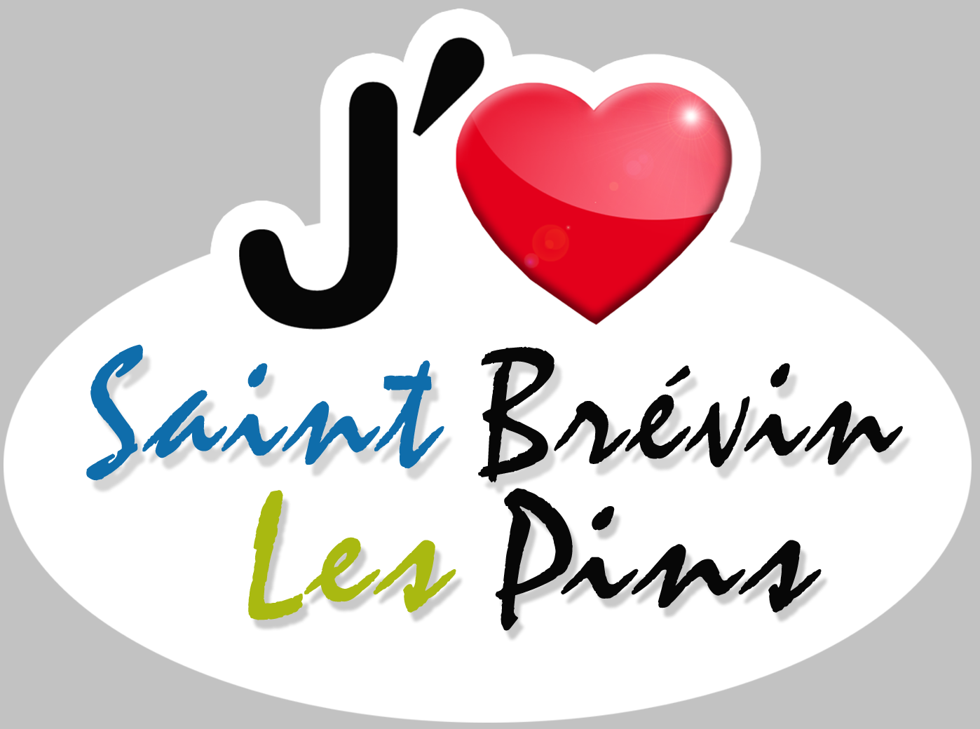 j'aime Saint Brévin les pins - 15x11cm - Sticker/autocollant