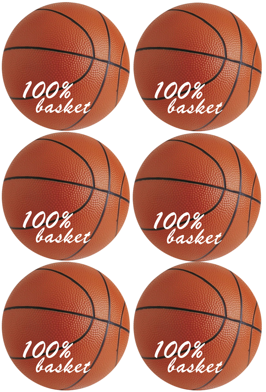 Ballons Basket-Ball (6stickers de 9cm) - Sticker/autocollant