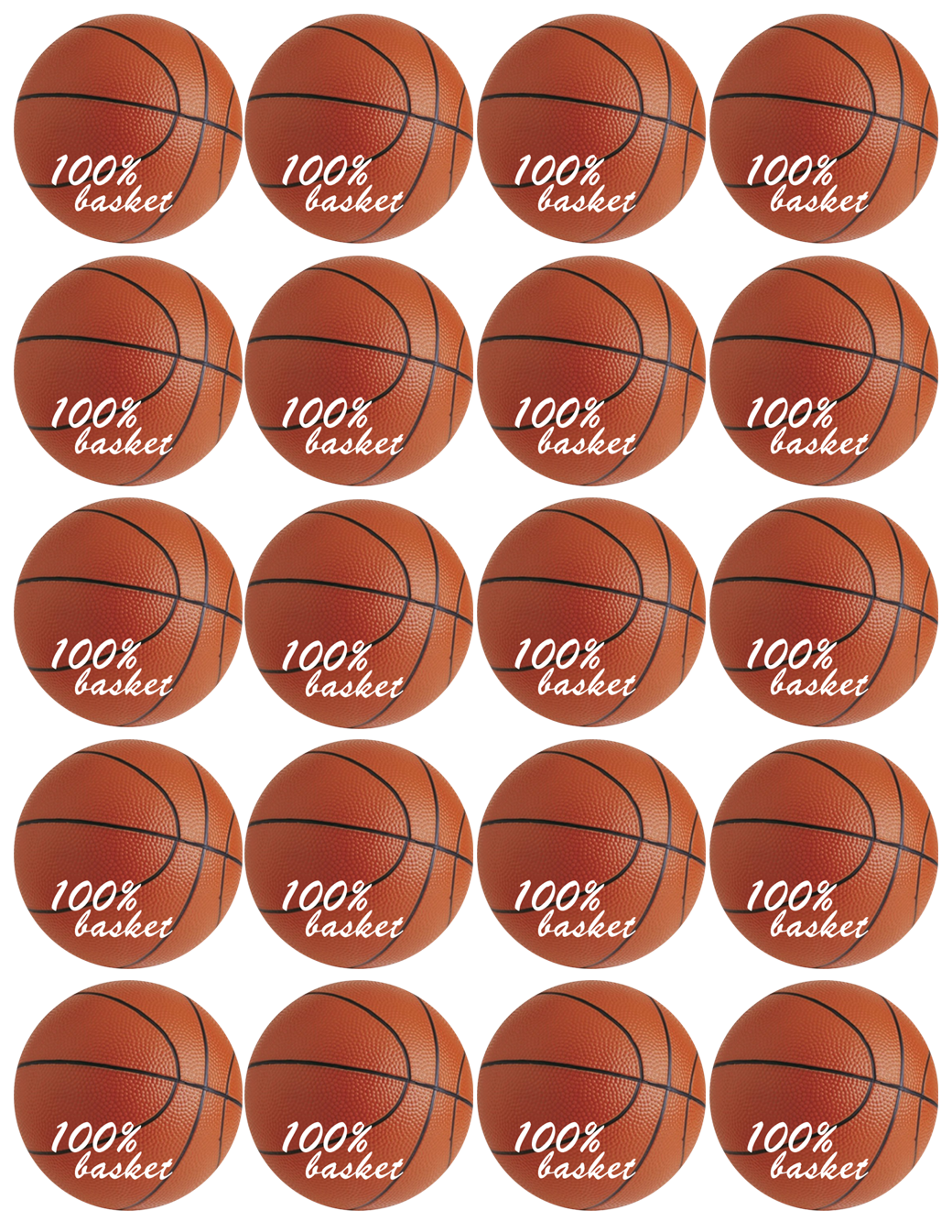 Ballons Basket-Ball (20stickers de 5cm) - Sticker/autocollant