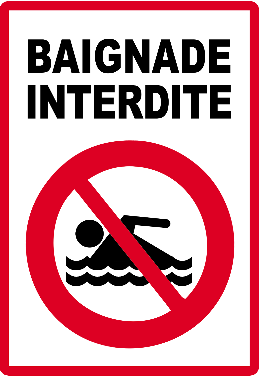 baignade interdite balise (29x15cm) - Sticker/autocollant