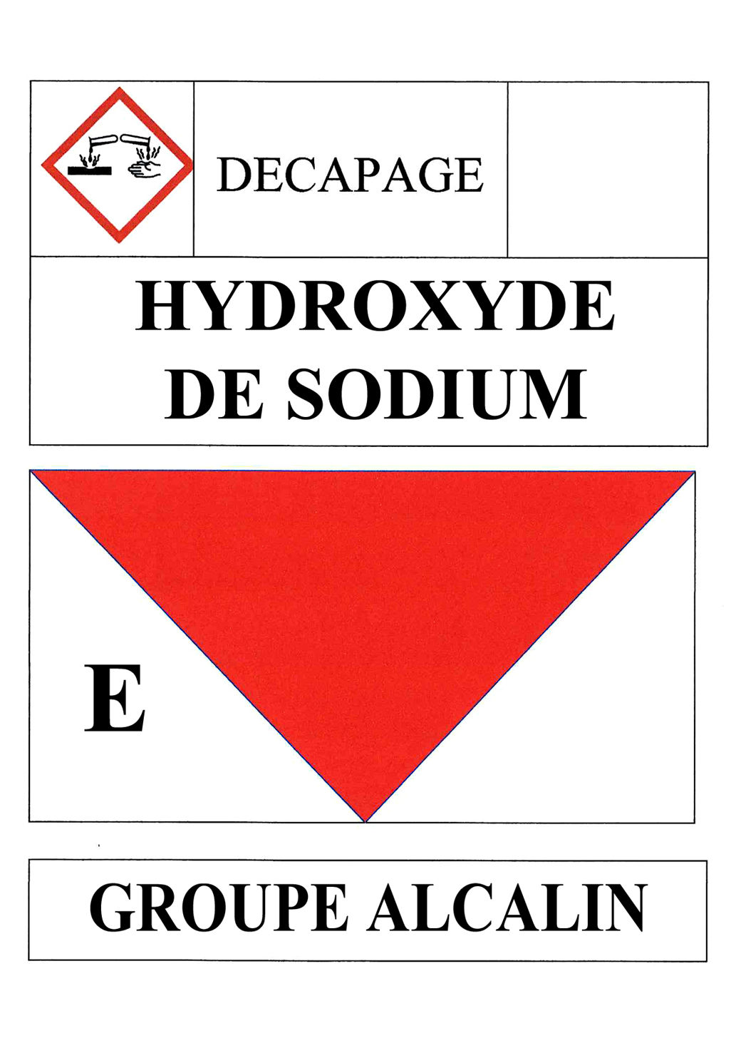 Hydroxyde de sodium (21x14,5cm) - sticker / autocollant