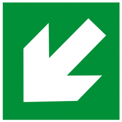 flèche sortie de secours diagonale (15cm) - sticker /autocollant