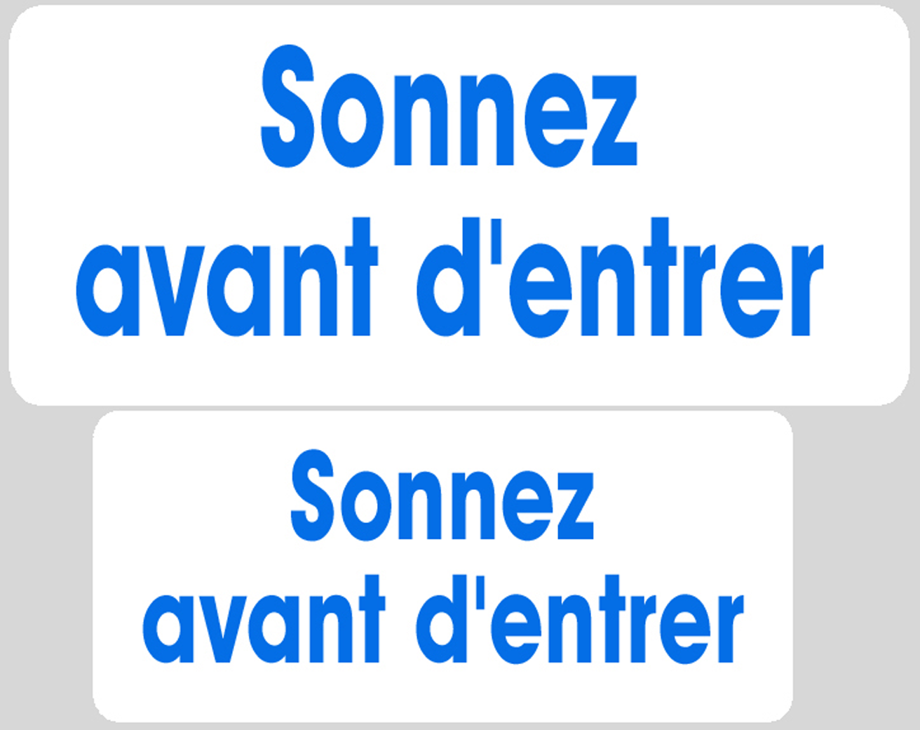 Série sonnez avant d'entrer blanc (9x4cm et 7x3cm) -Sticker / autocollant