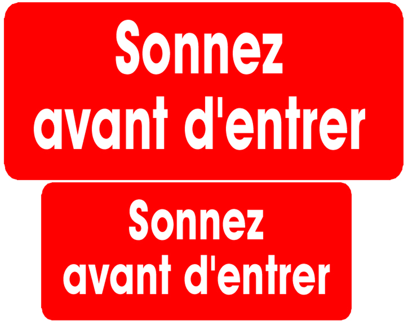 Série sonnez avant d'entrer rouge (9x4cm et 7x3cm) -Sticker / autocollant