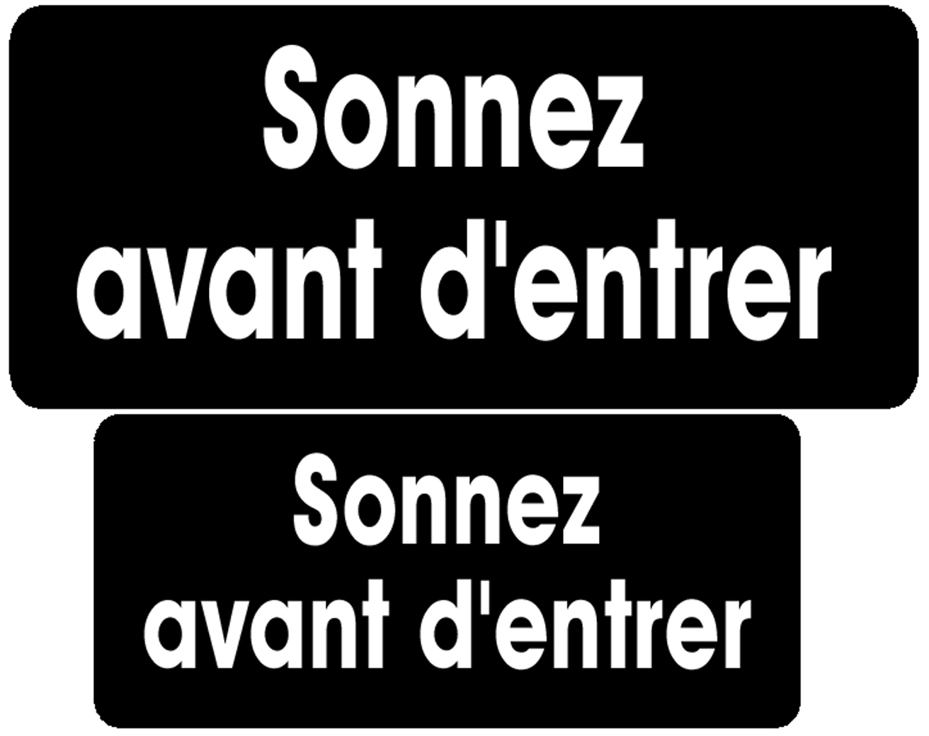 Série sonnez avant d'entrer noir (9x4cm et 7x3cm) -Sticker / autocollant