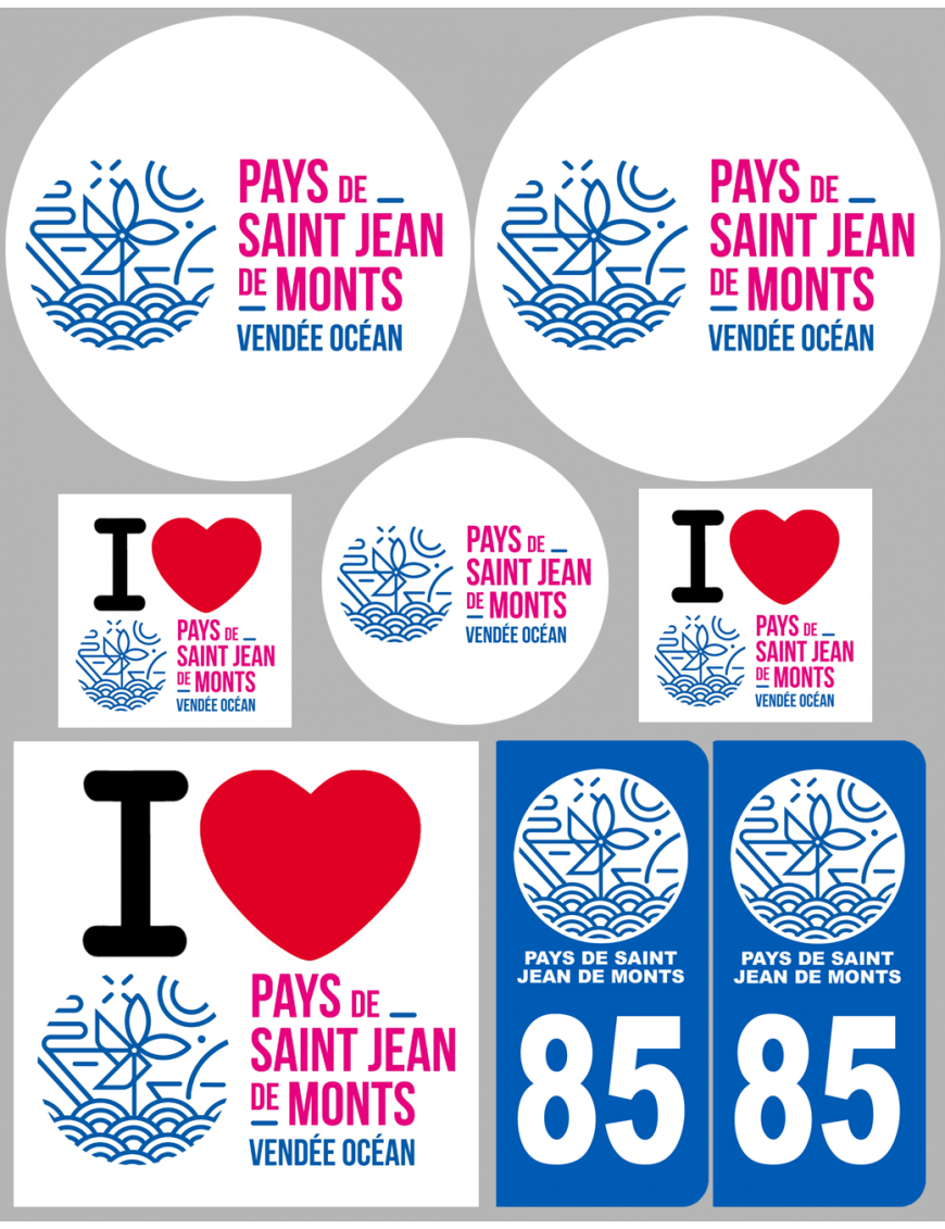 Pays de Saint-Jean-de-Monts (8 autocollants variés) - Sticker/autocollant