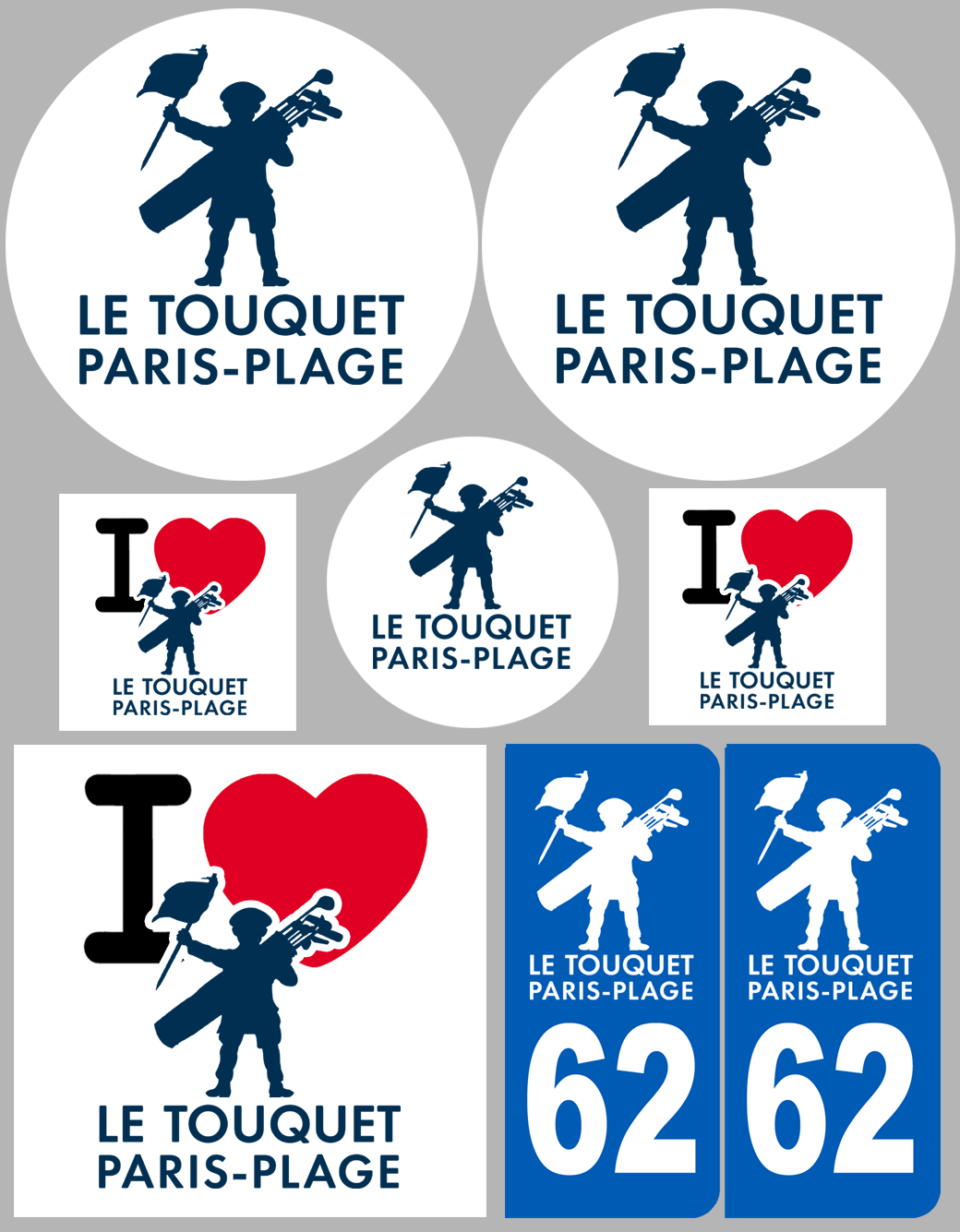 Le Touquet-Paris-Plage (8 autocollants variés) - Sticker/autocollant