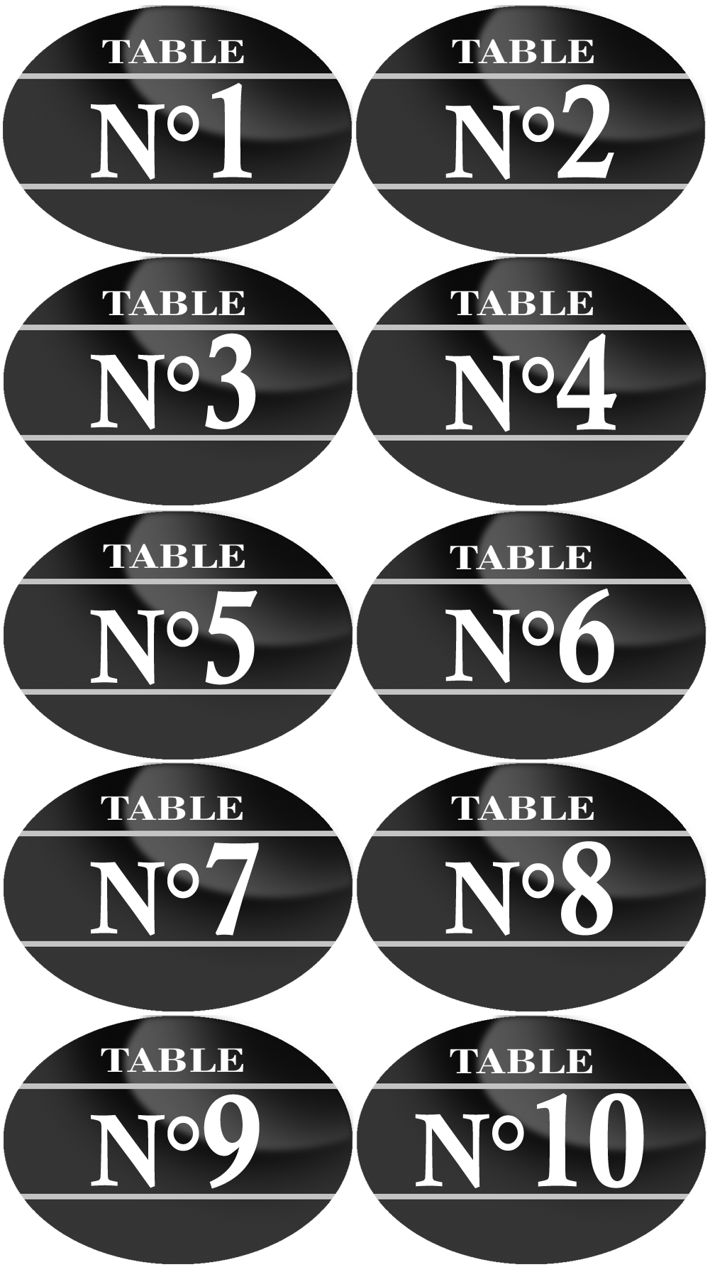 Numéros table de restaurant de 1 à 10 (10 fois 5x3.5cm) - Sticker/autocollant