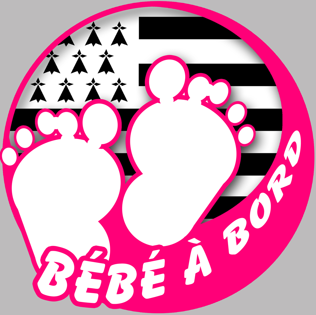 bébé à bord bretonne fille - 10cm - Sticker/autocollant