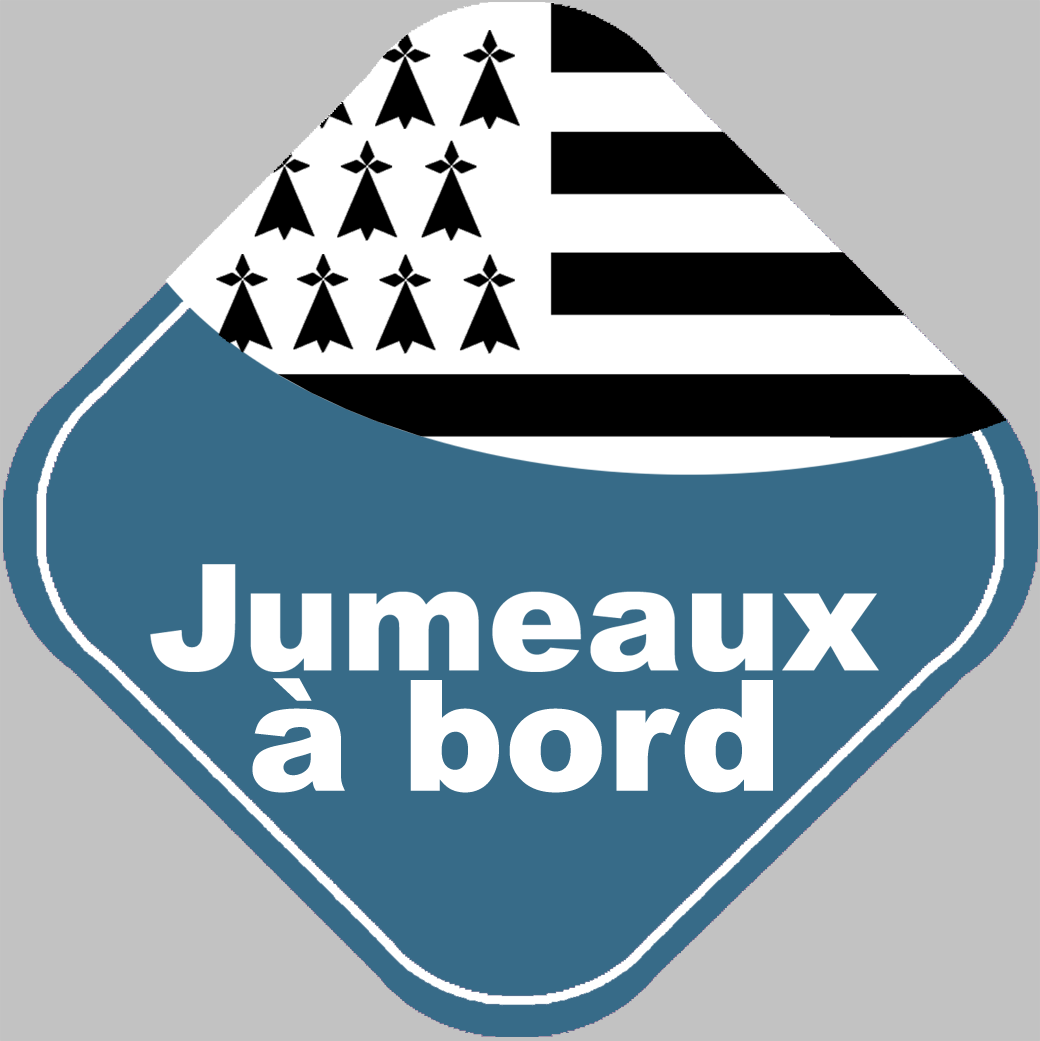 bébés à bord jumeaux breton (10x10cm) - Sticker/autocollant