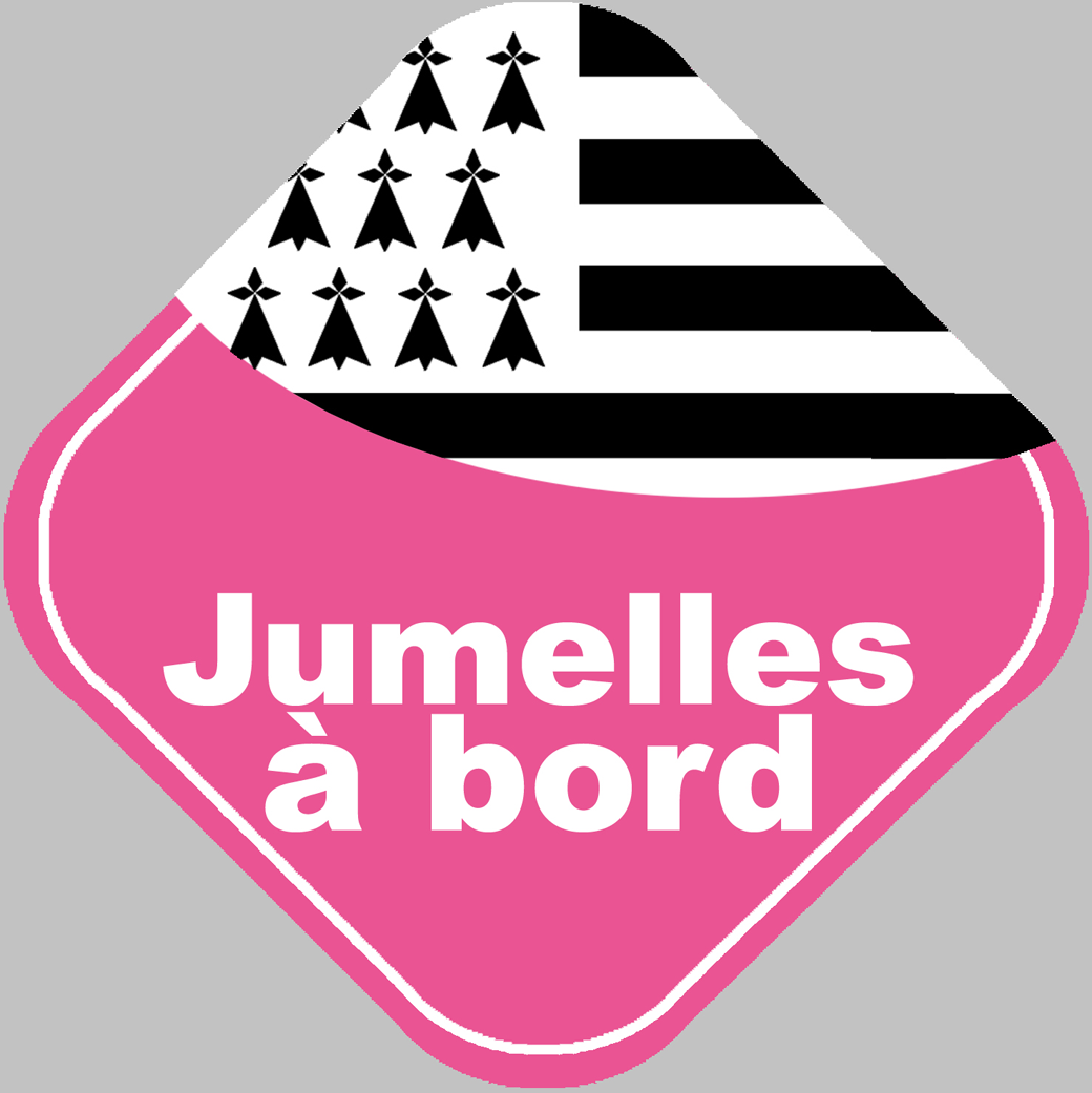 bébés à bord jumelles bretonnes -10cm - Sticker/autocollant