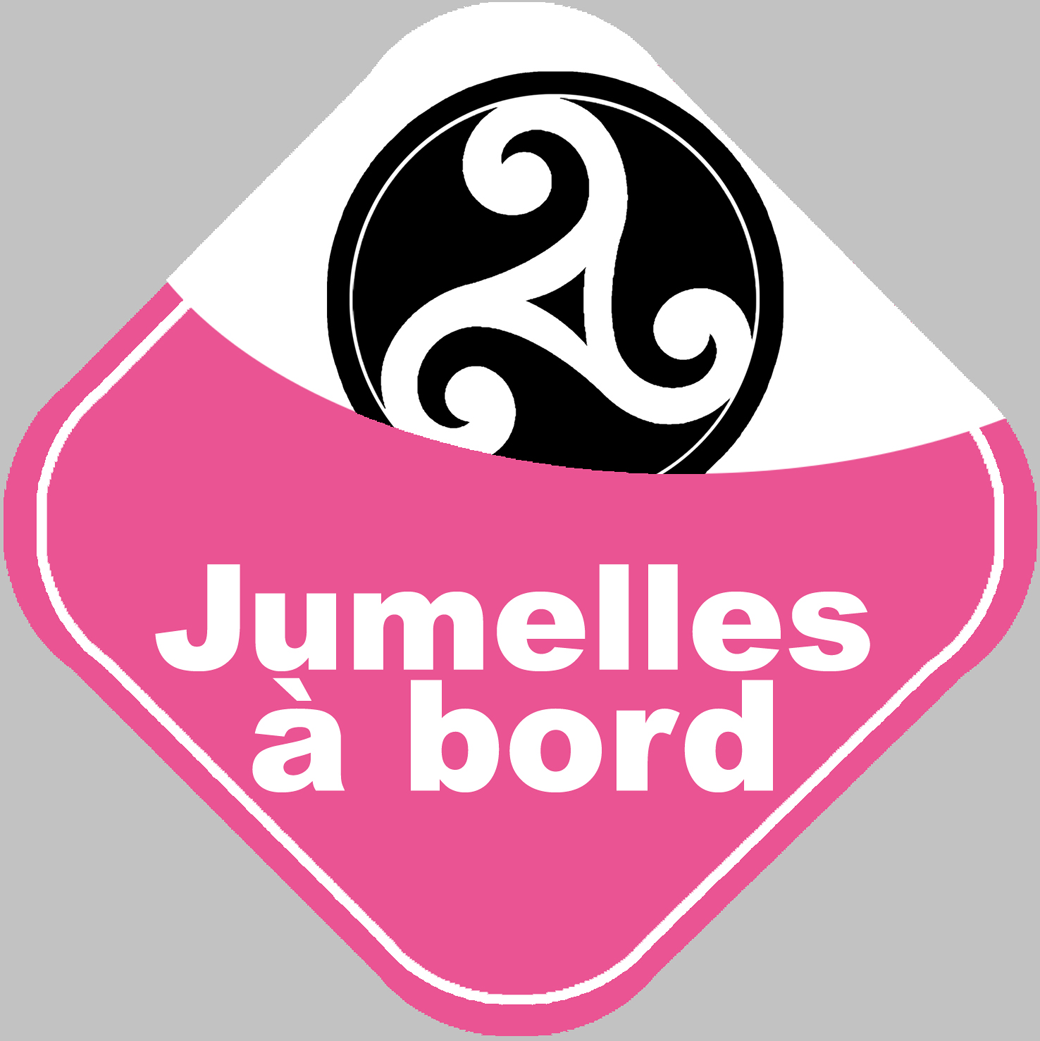 bébés à bord jumelles triskel - 10cm - Sticker/autocollant