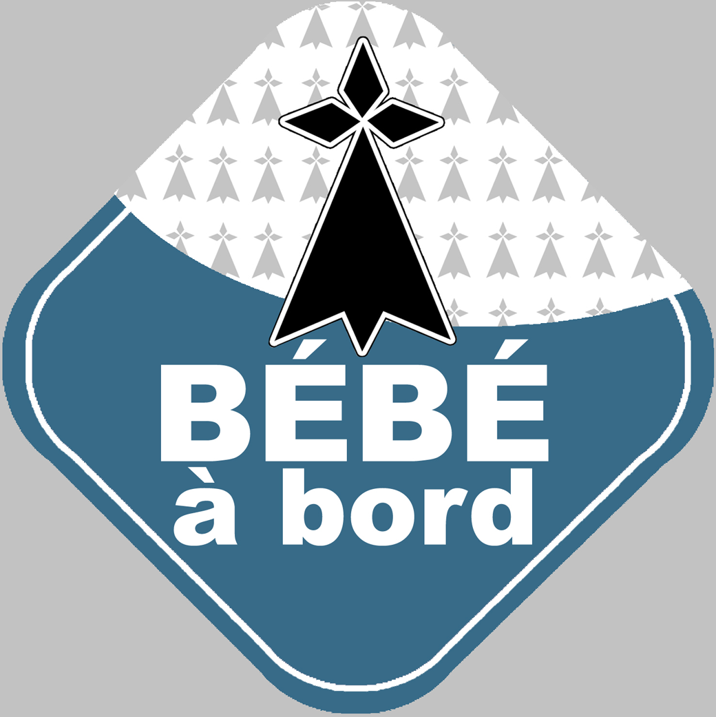 Bébé à bord breton hermine - 10cm - Sticker/autocollant