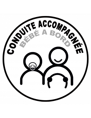 conduite demi accompagnée et bébé à bord - 15cm - Sticker/autocollant