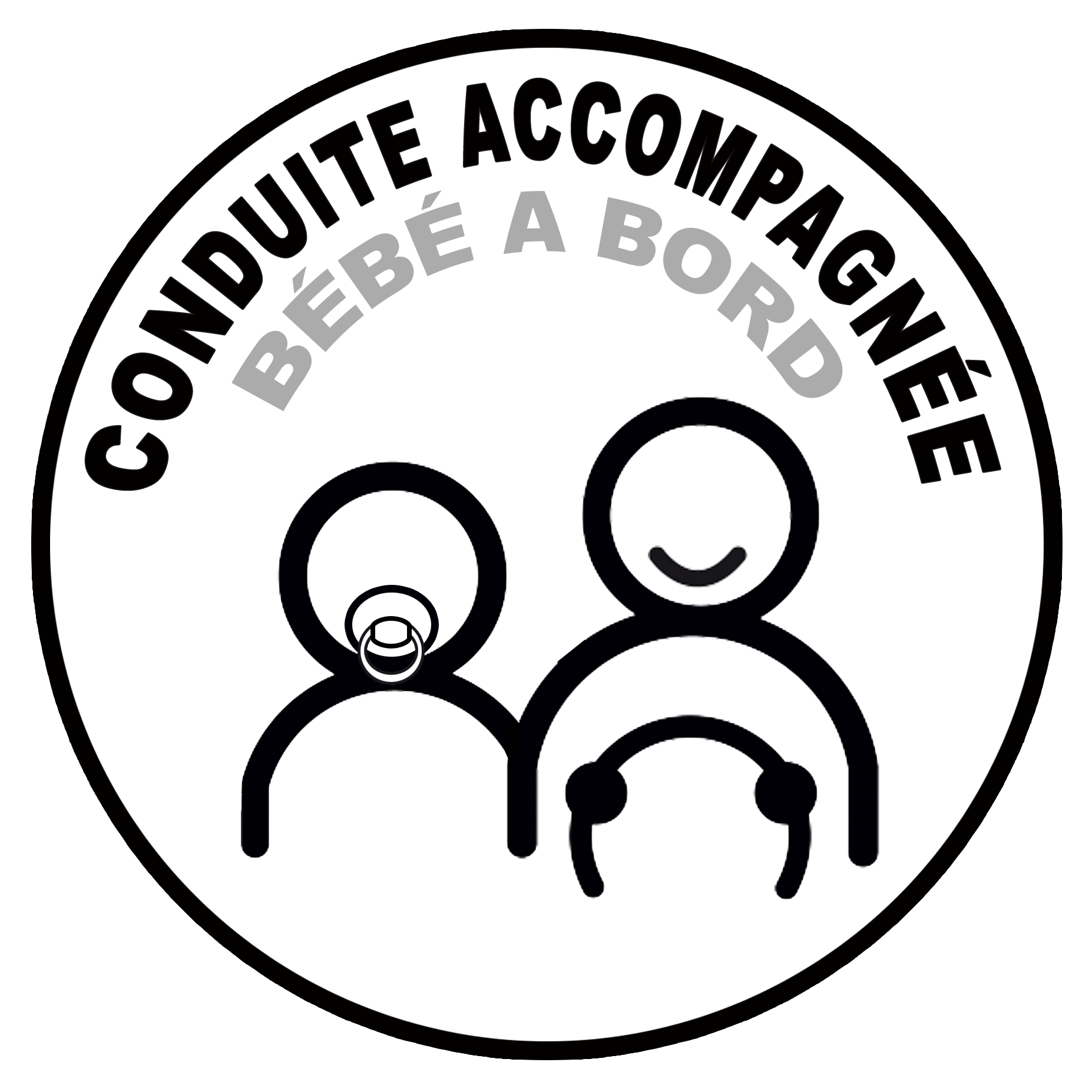 conduite demi accompagnée et bébé à bord - 15cm - Sticker/autocollant