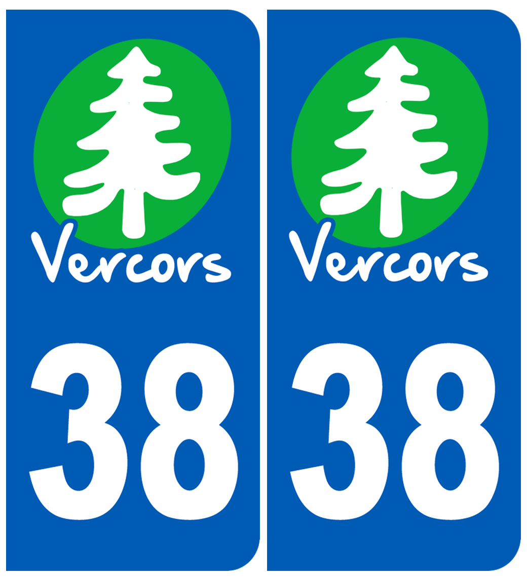 immatriculation 38 (Isère) Vercors - Sticker/autocollant