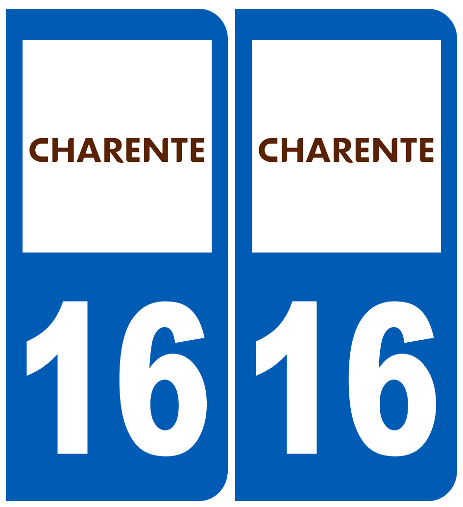 immatriculation 16 Charente - Sticker/autocollant