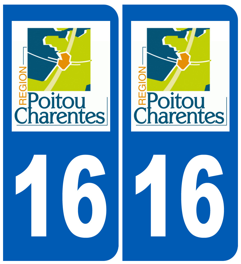 immatriculation 16 Poitou Charentes - Sticker/autocollant